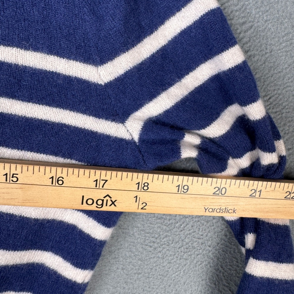 J.Crew Cashmere Cropped Lady Cardigan Navy White Striped Gold Buttons CB913 S - Picture 7 of 8